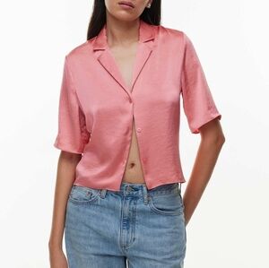 Aritzia Beso Satin Shirt Size Small